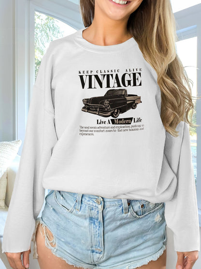 Women’s Printed Pullover Sweatshirt – Long Sleeve Hoodie