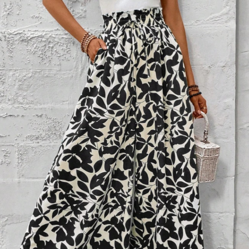 Women's Boho High Waist Wide Leg Floral Pants