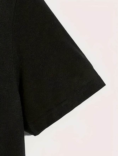 Close-up of black sleeve on faith inspired t-shirt women from Holy Mango Store Blessed Goods