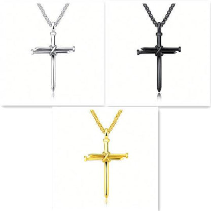 Holy Mango Store faith jewelry for men showing silver black and gold cross necklaces