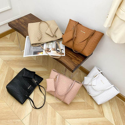 Women's Fashionable Wave Pattern Diamond Plaid Embroidered Shoulder Bag - Holy Mango Store