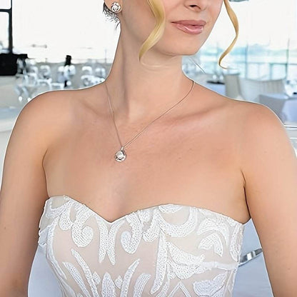 Pearl Wedding Necklace Earrings Jewelry Set For Bride, Bridesmaid, Birthday Gift - Holy Mango Store