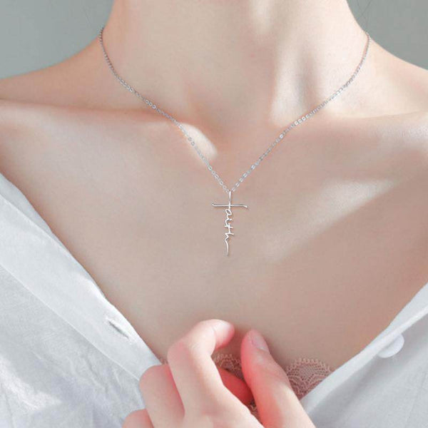 925 Sterling Silver Faith Cross Pendant Necklace - Holy Mango Store