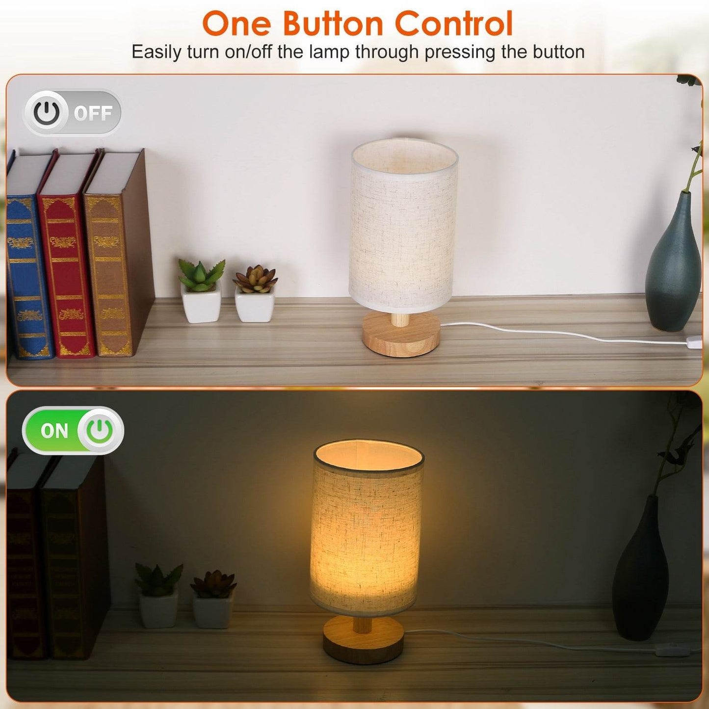 Warm White Bedside Lamp USB Plug Modern Bedroom Lamp - Holy Mango Store