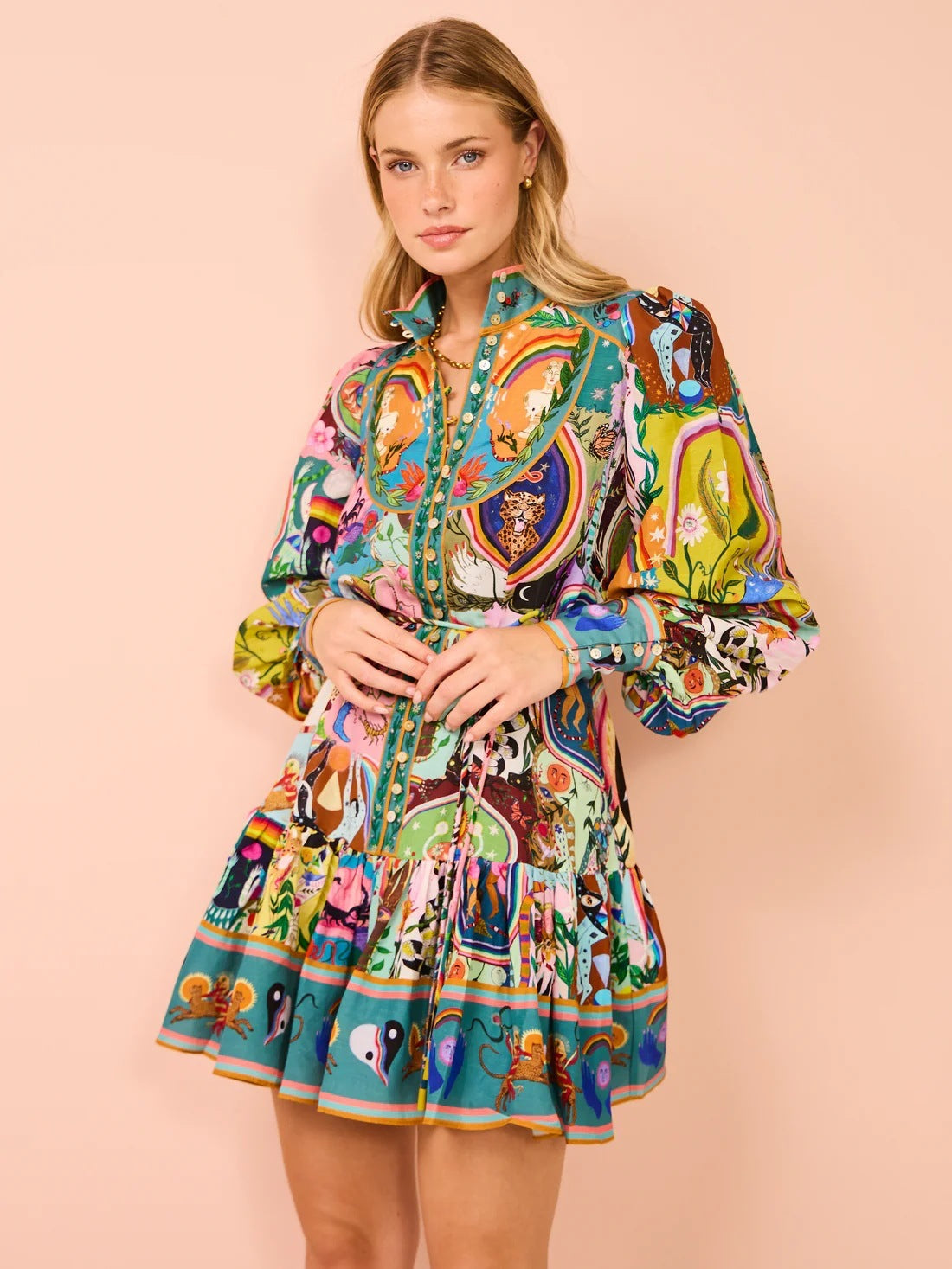 Animal Print Cardigan Shirt Dress