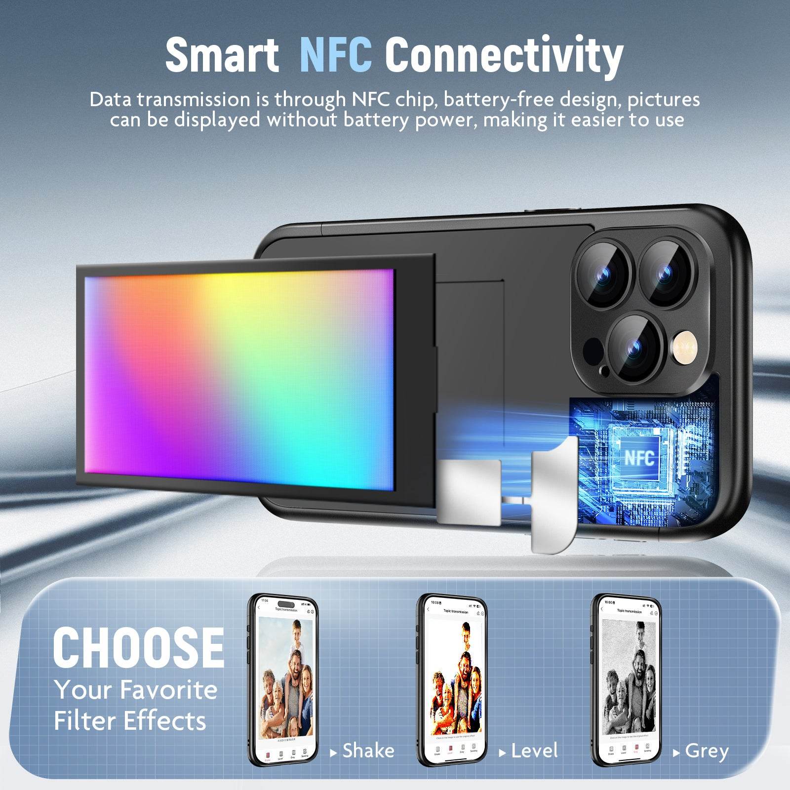 IPhone15 PRO PROMAX NFC Ink Screen Flip Phone Case Smart Creative DIY Custom All-Inclusive Case - Holy Mango Store