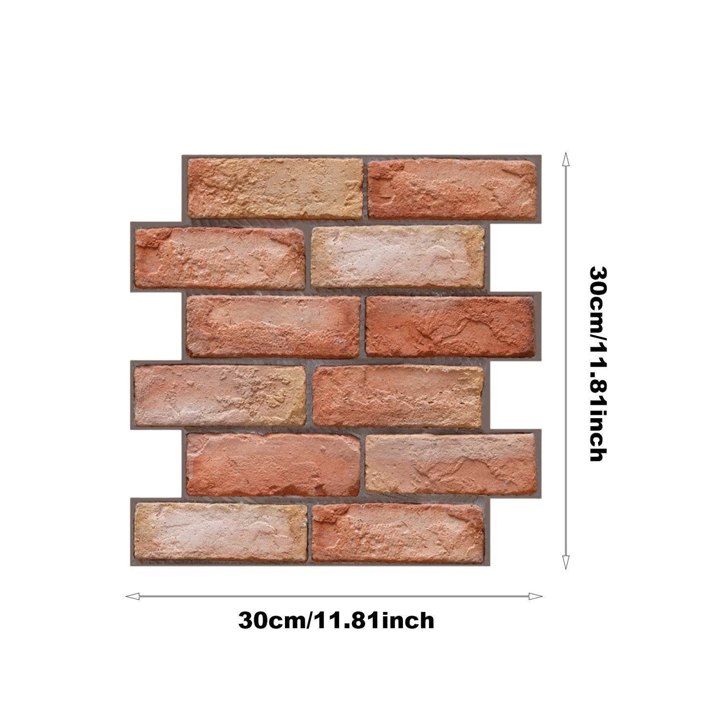 Holy Mango Store 3D brick wall decals for home red brown faux brick tile sample showing 30 cm square