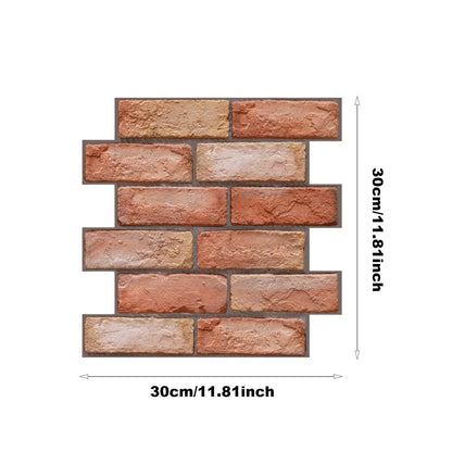 Holy Mango Store 3D brick wall decals for home red brown faux brick tile sample showing 30 cm square
