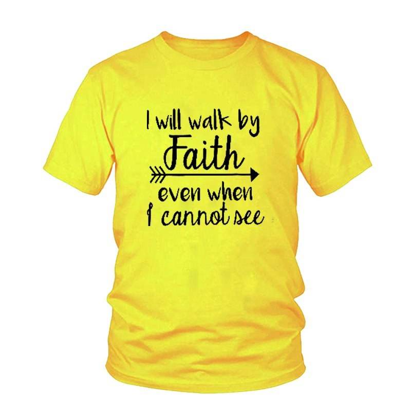Yellow inspirational bible verse apparel t-shirt with faith quote from Holy Mango Store