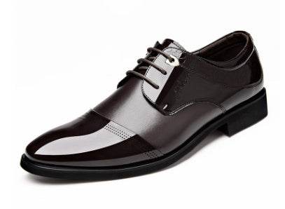 Holy Mango Store men's business dress shoes in glossy black leather with lace-up closure