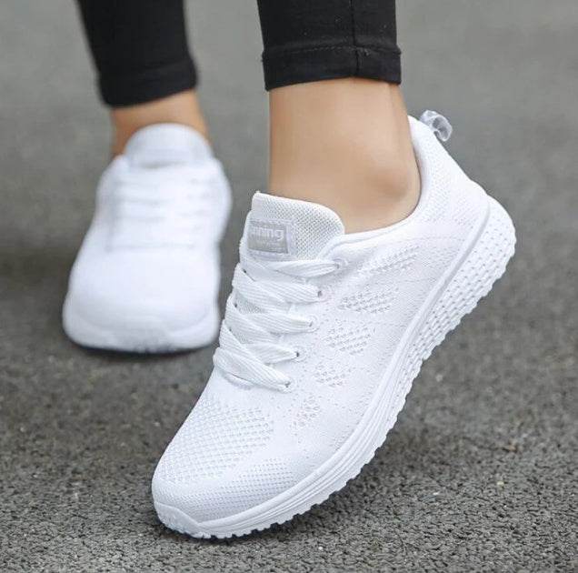 Holy Mango Store women's lightweight sports sneakers in white breathable mesh design