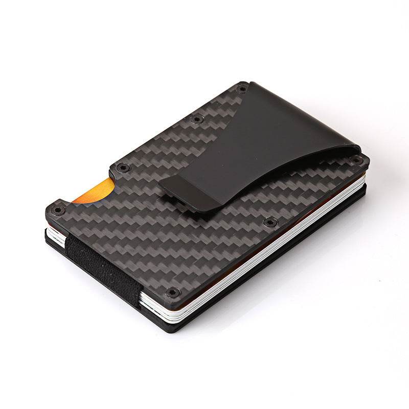Holy Mango Store slim carbon fiber wallet for men with money clip elastic band and card slot