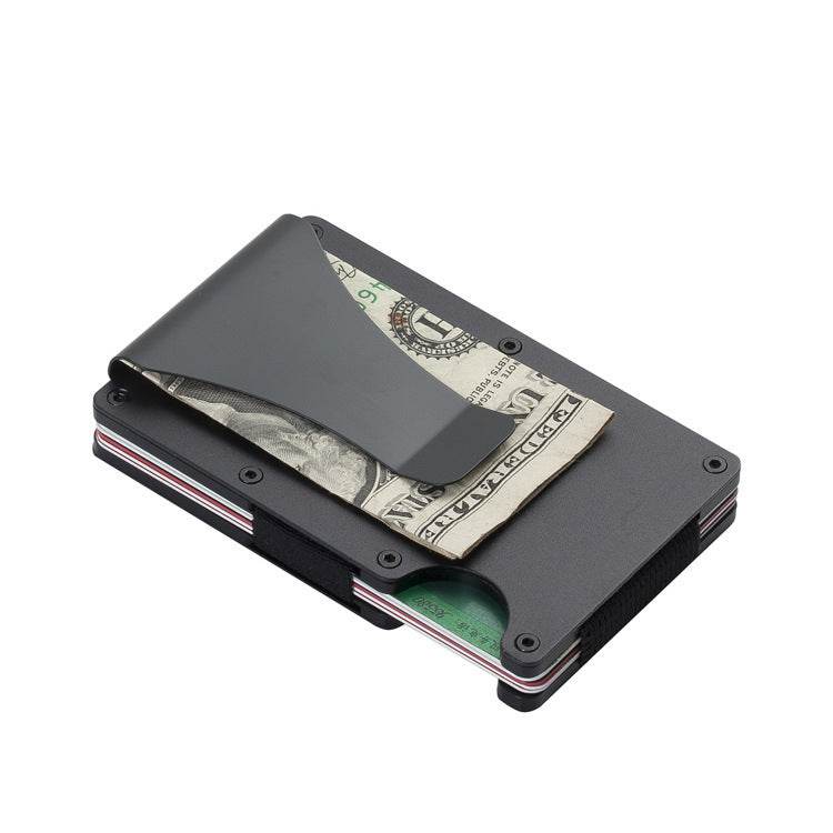 Holy Mango Store carbon fiber wallet for men slim black card holder with external money clip and cards
