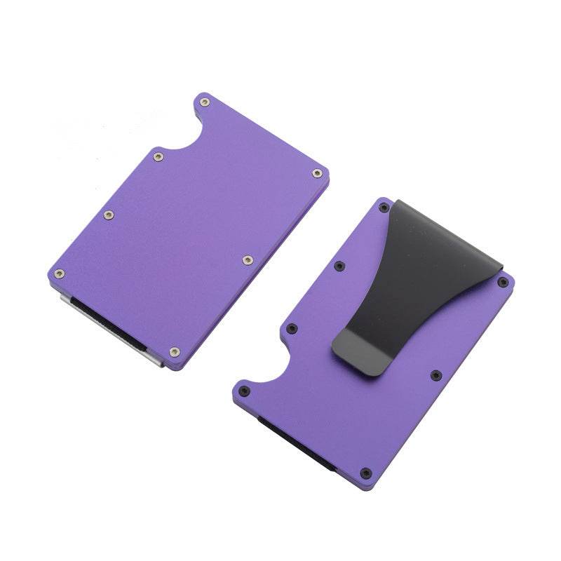 Holy Mango Store purple slim card holder with black money clip carbon fiber wallet for men