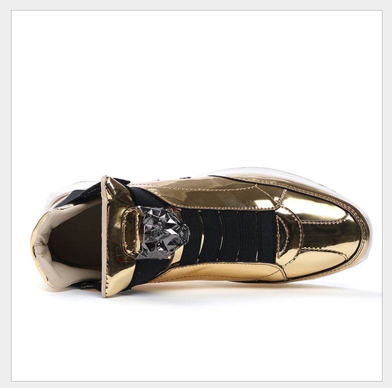 Gold and black trendy men's fashion sneakers from Holy Mango Store men's collection with unique design