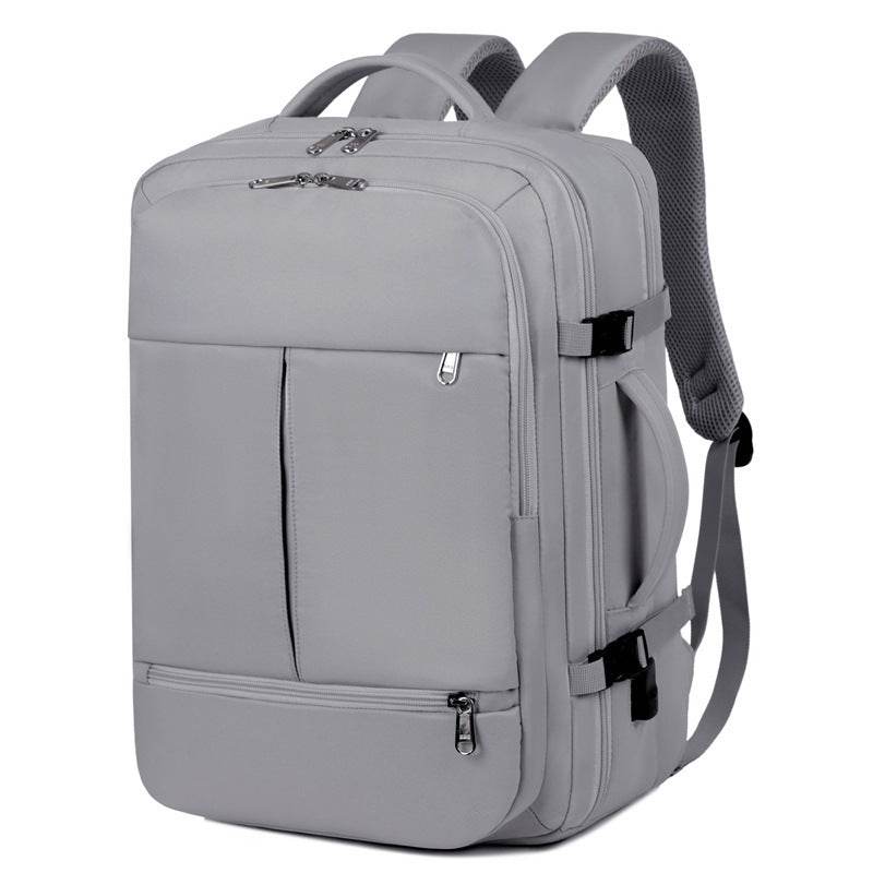 Gray Holy Mango Store large capacity travel backpack with multiple zippered compartments and padded straps