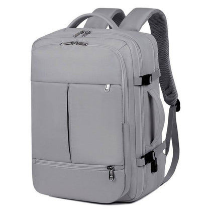 Gray Holy Mango Store large capacity travel backpack with multiple zippered compartments and padded straps