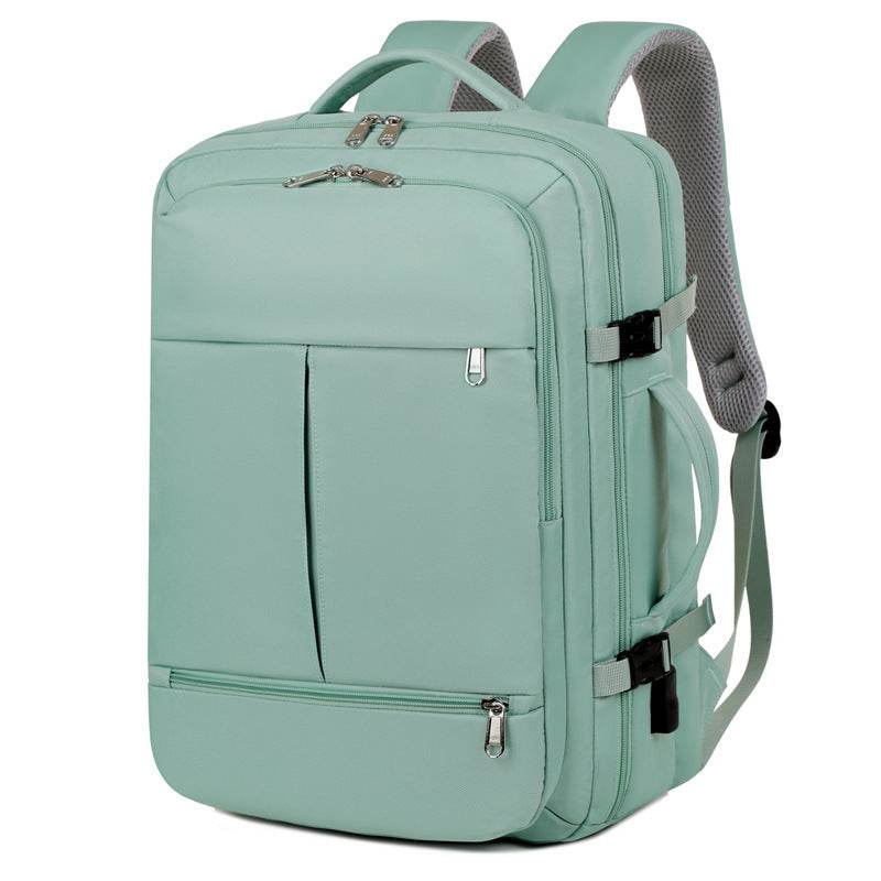 Mint green Holy Mango Store large capacity travel backpack with multiple compartments padded straps