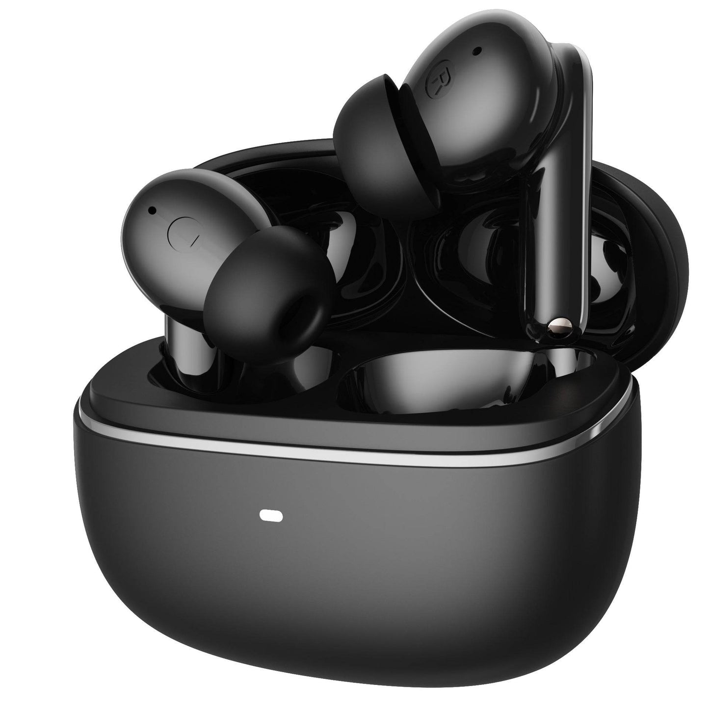 Holy Mango Store wireless bluetooth earbuds in sleek black with charging case for tech essentials