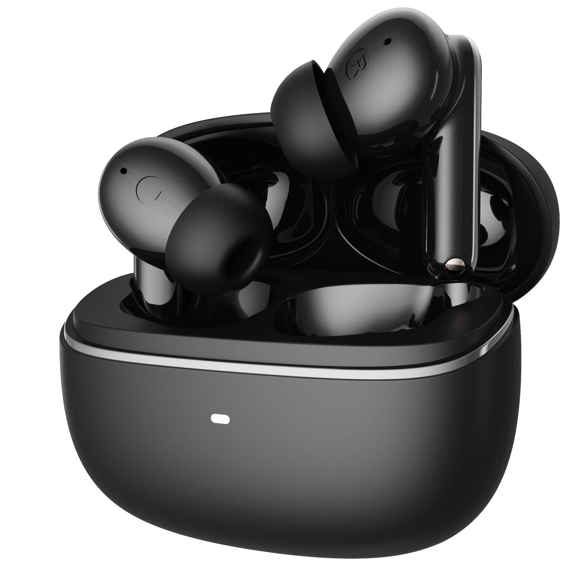 Holy Mango Store wireless bluetooth earbuds in sleek black with charging case for tech essentials