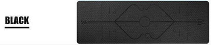 Black yoga backpack with mat holder by Holy Mango Store shown alongside textured black yoga mat for everyday use