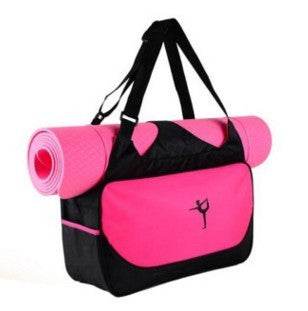 Holy Mango Store pink and black yoga backpack with mat holder shoulder strap and front zip pocket for classes