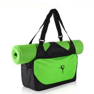 Holy Mango Store green and black yoga backpack with mat holder and front pocket for everyday use