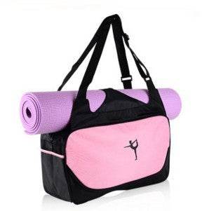 Holy Mango Store pink and black yoga backpack with mat holder and front pocket for studio and travel