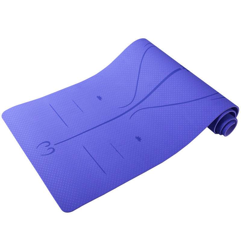 Purple textured yoga mat rolled and partially unrolled for use with Holy Mango Store yoga backpack with mat holder