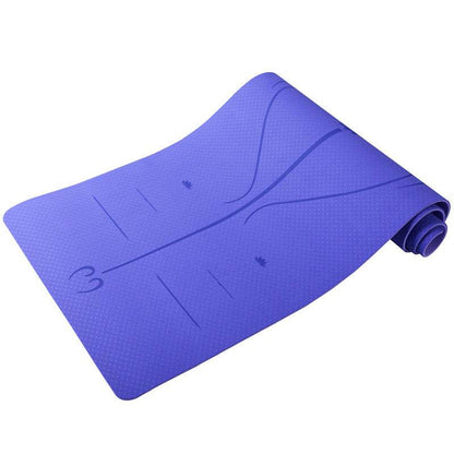 Purple textured yoga mat rolled and partially unrolled for use with Holy Mango Store yoga backpack with mat holder