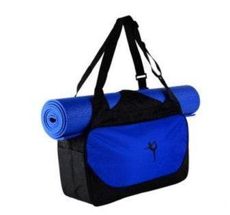 Holy Mango Store blue and black everyday yoga backpack with mat holder and front pocket for classes