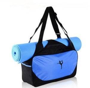 Holy Mango Store blue and black yoga backpack with mat holder and adjustable shoulder straps for gym